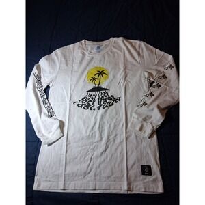Vast Life Mens Long Sleeve Graphic T-Shirt White Island Sunset B3891-WHITE L